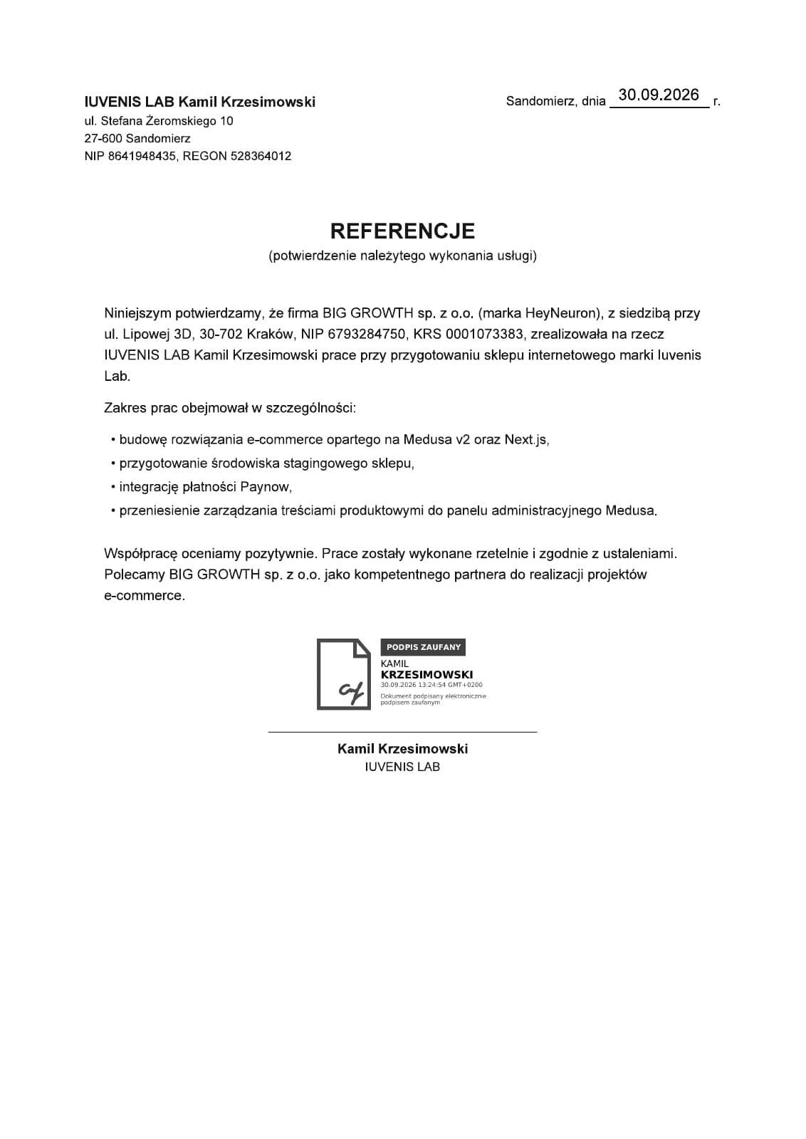 Références — Iuvenis Lab Kamil Krzesimowski