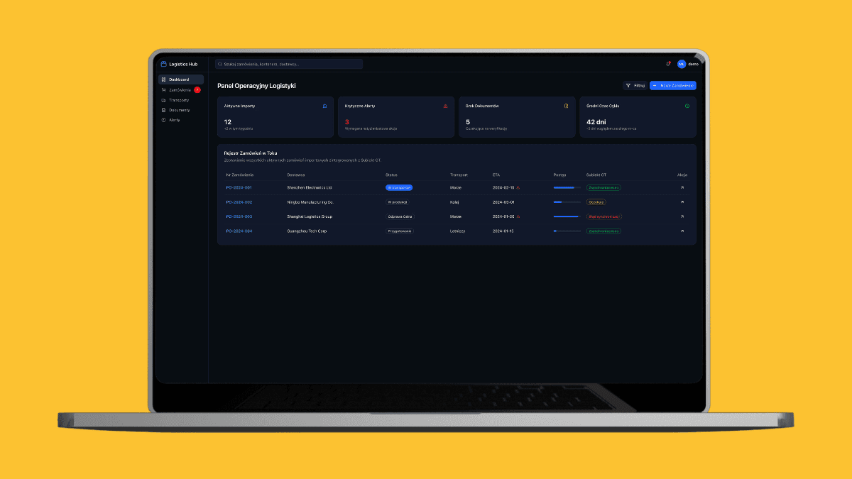 Logistics Hub - system zarządzania importem z Chin