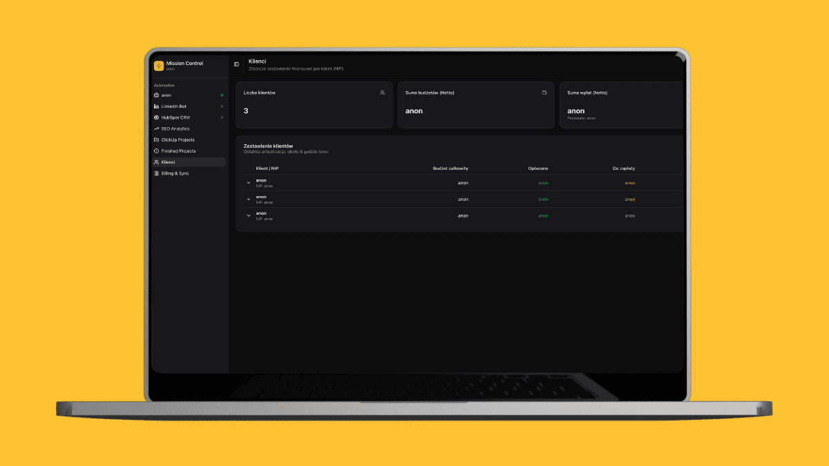 Mission Control - zaawansowany panel sprzedażowy z integracjami