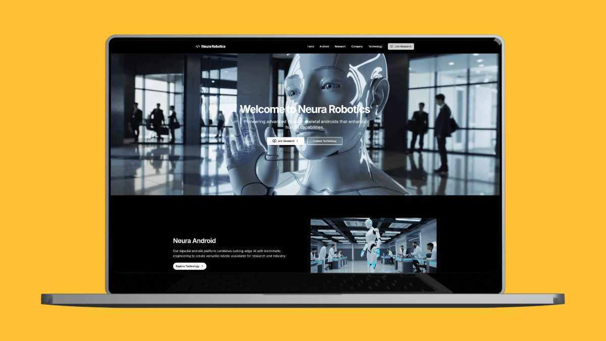 Neura Robotics - landing page dla zaawansowanych androidów AI