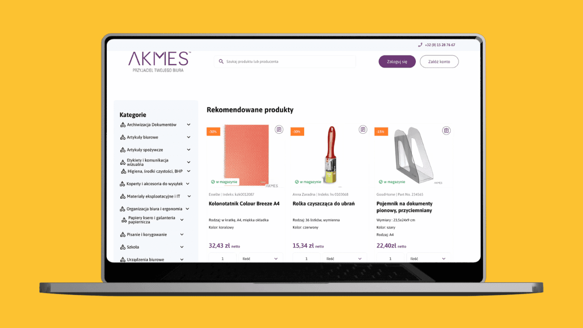 PrestaShop Akmes - loja B2B de material de escritório